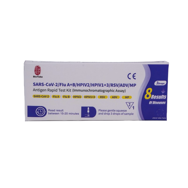 8 en 1 SARS-COV-2/FURA A+B/HPIV2/HPIV1+3/RSV/ADV/MP Kit de prueba rápida de antígeno