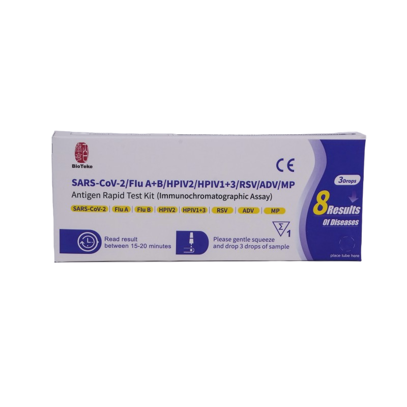 8 en 1 SARS-COV-2/FURA A+B/HPIV2/HPIV1+3/RSV/ADV/MP Kit de prueba rápida de antígeno