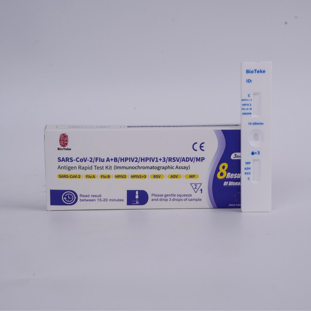 8 en 1 kit de prueba rápida de antígeno SARS-CoV-2/Gripe A+B/HPIV2/HPIV1+3/RSV/ADV/MP