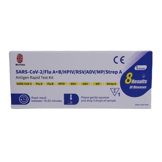 Bioteke 8 en 1 kit de prueba rápida de antígenos de patógenos respiratorios múltiples 