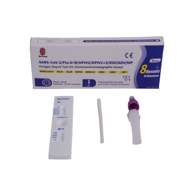 8 en 1 SARS-COV-2/FURA A+B/HPIV2/HPIV1+3/RSV/ADV/MP Kit de prueba rápida de antígeno